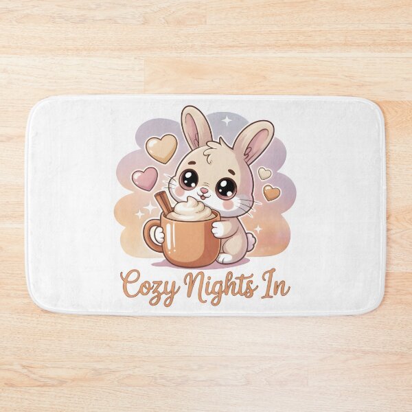 Aperçu de l'œuvre Lapin Kawaii avec une boisson crémeuse – Illustration douce pour des soirées cosy et chaleureuses créée et vendue par SoftyDesigns.