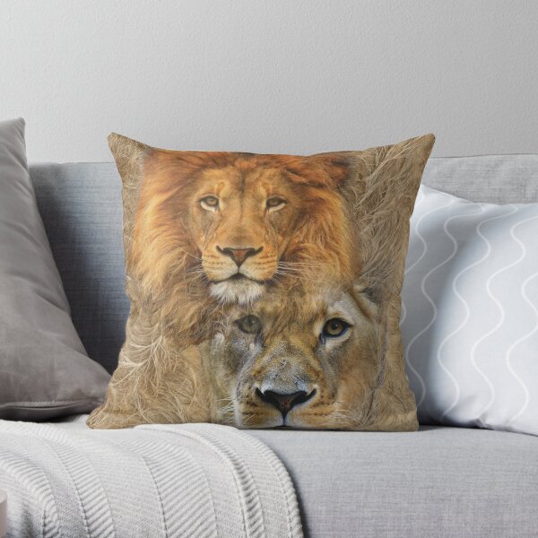 Lion King and Queen Throw Pillow