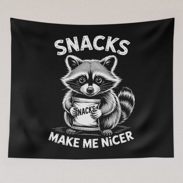 Item preview, Snacks Make Me Nicer Raccoon Animal designed and sold by DianaStantzo.