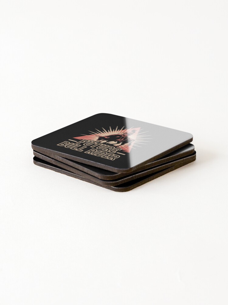 Thumbnail 4 of 5, Coasters (Set of 4), Future Bull Rider Bull Riding Cowboy Rodeo Sport designed and sold by MinaReinger.