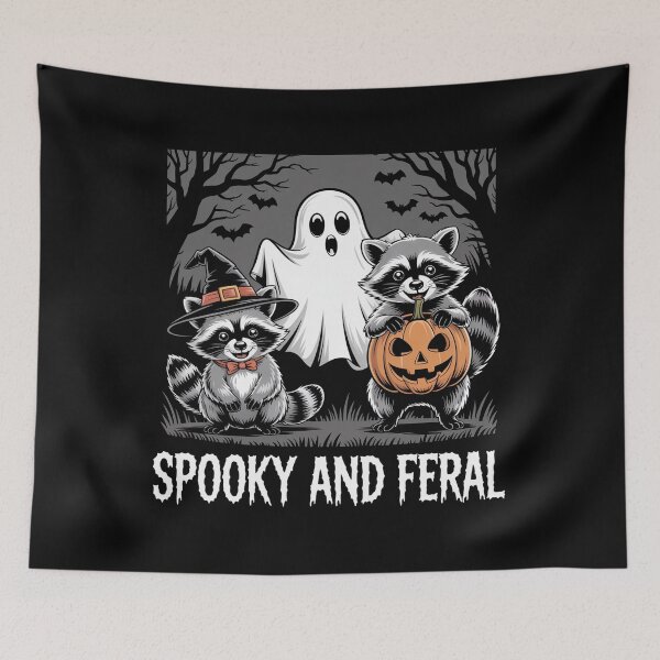 Item preview, Spooky And Feral Halloween Ghost Raccoon Trick Or Treat designed and sold by RayhendersonArt.
