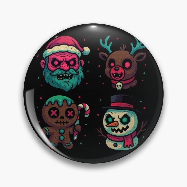 Item preview, Creepy Core Christmas Pattern of Evil Santa, Reindeer, Frosty the Snowman, and The Gingerbread Man designed and sold by SpokeBender.