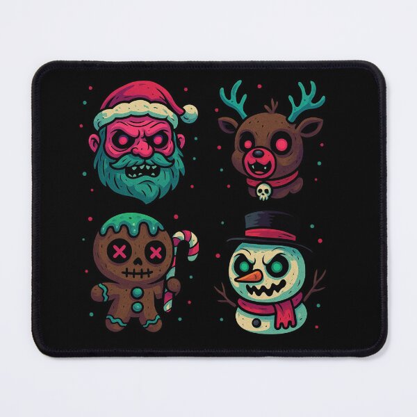 Item preview, Creepy Core Christmas Pattern of Evil Santa, Reindeer, Frosty the Snowman, and The Gingerbread Man designed and sold by SpokeBender.