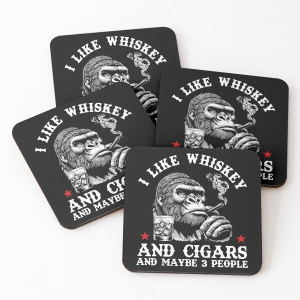 Item preview, I Like Whiskey And Cigars and Maybe 3 People Funny Gorilla Monkey Sarcastic Saying designed and sold by pansak.