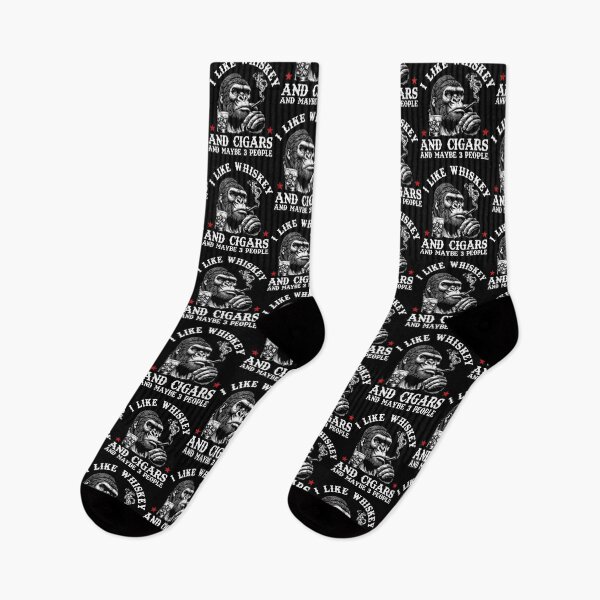 Item preview, I Like Whiskey And Cigars and Maybe 3 People Funny Gorilla Monkey Sarcastic Saying designed and sold by pansak.
