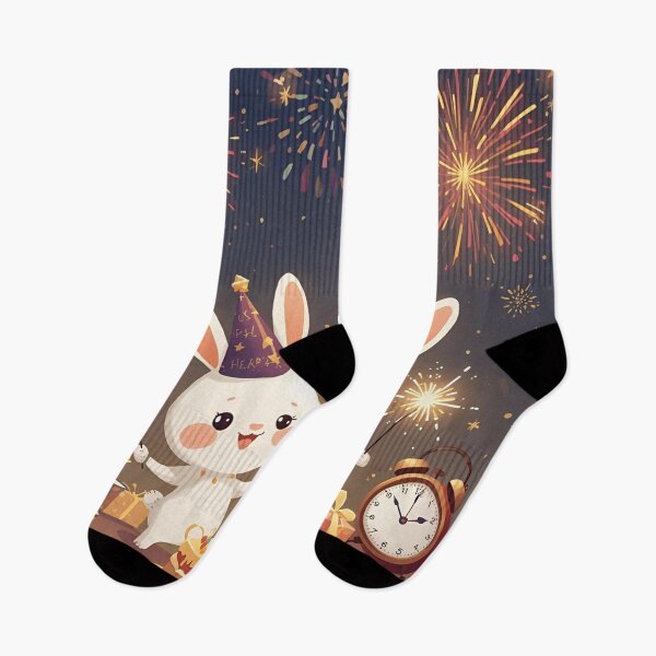 Artikelvorschau, Hasenliebe unter Feuerwerk – Kunst zur Neujahrsfeier entworfen und verkauft von WildlifeWhimsy.