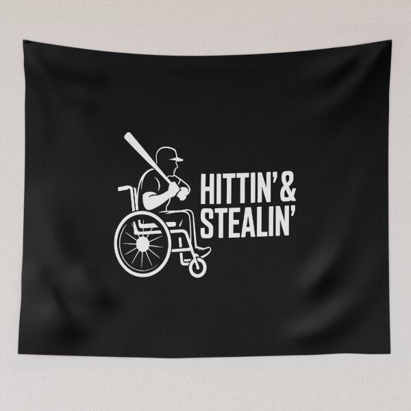Item preview, Wheelchair Athlete Baseball Funny Hit and Steal Tee designed and sold by DrewLeuschke.