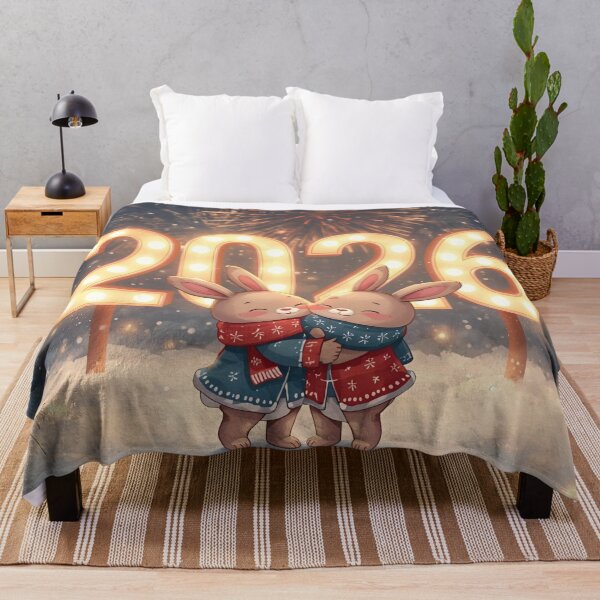 Item preview, Bunny Couple Hugging – New Year 2026 Celebration Illustration designed and sold by WildlifeWhimsy.