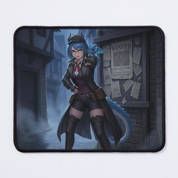 Item preview, Fantasy Detective Blue Dragon Girl designed and sold by DomeGeekArt.