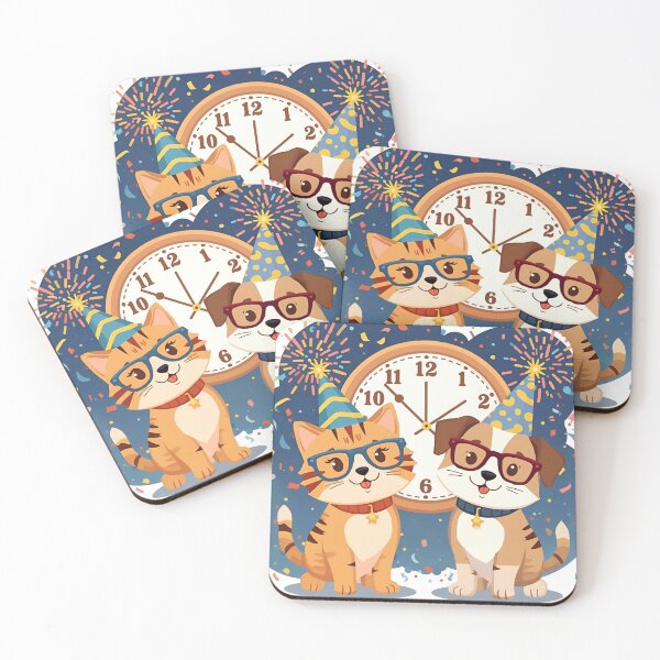 Item preview, Cat and Dog New Year Countdown – 2026 Celebration Illustration designed and sold by WildlifeWhimsy.