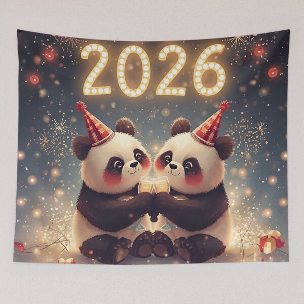 Item preview, Panda Couple Toast – New Year 2026 Celebration Art designed and sold by WildlifeWhimsy.