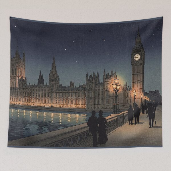 Item preview, The Palace of Westminster at Night Japanese Woodblock Print designed and sold by Takeda-art.