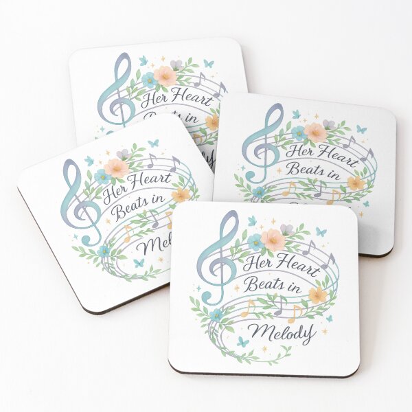 Item preview, Her Heart Beats in Melody - Elegant Floral Music Lover Quote Design designed and sold by inkoutninja.