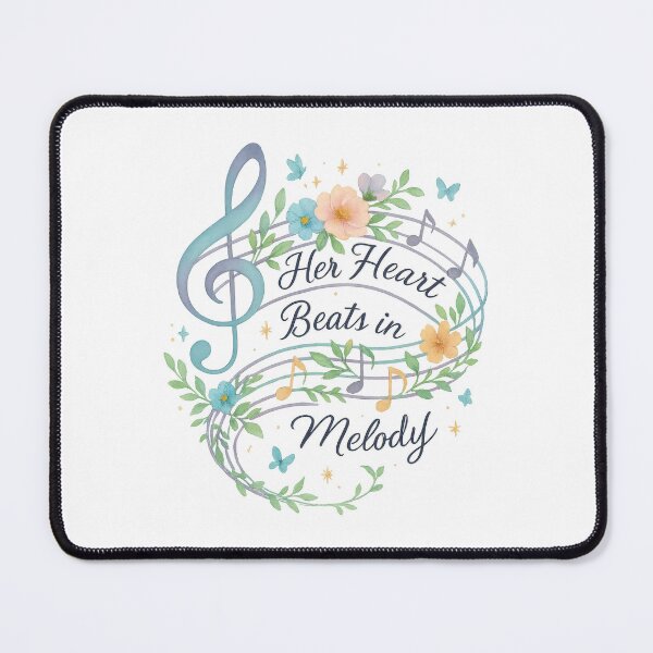Item preview, Her Heart Beats in Melody - Elegant Floral Music Lover Quote Design designed and sold by inkoutninja.