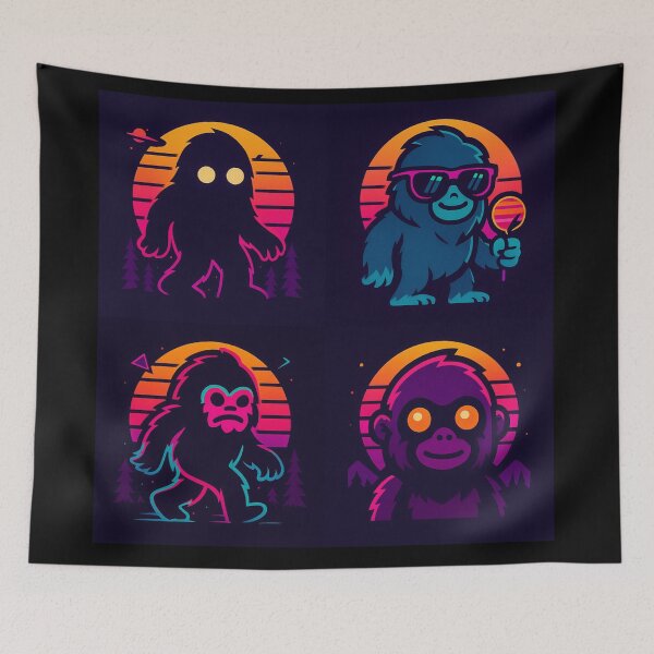 Item preview, Creepy Core Sasquatch Sunset Retro 80s Pattern designed and sold by SpokeBender.