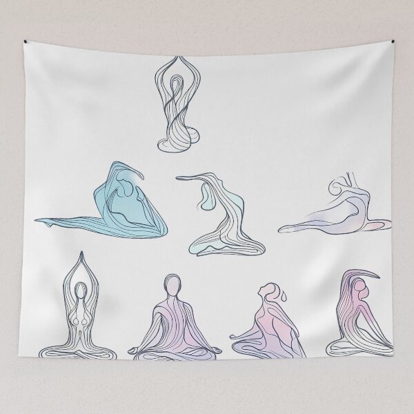 Item preview, Abstract Fluid Yoga Poses Minimalist Line Art designed and sold by oynipshop.