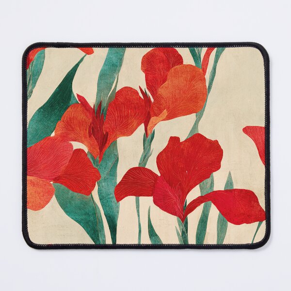 Item preview, Red Canna Lilies Botanical Seamless Pattern designed and sold by dawnleblanc55.