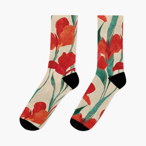 Item preview, Red Canna Lilies Botanical Seamless Pattern designed and sold by dawnleblanc55.