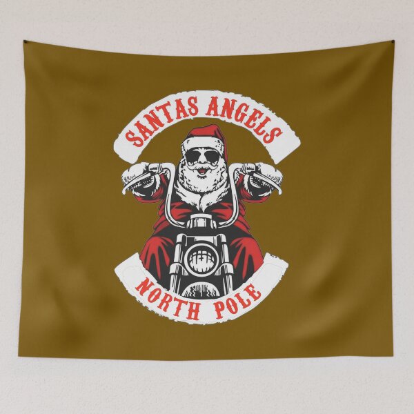 Item preview, Santa Claus on the Chopper bike with motorcycle club patches designed and sold by RATIO CREATIVA.