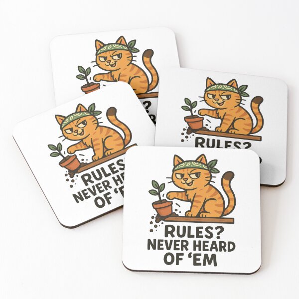 Item preview, Rules? Never Heard of 'Em - Funny Naughty Cat Plant Humor Design designed and sold by inkoutninja.