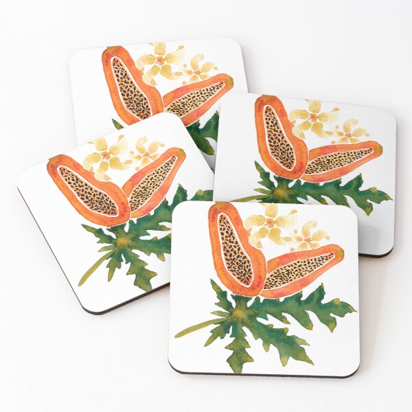 Item preview, Vibrant Papaya Fruit, Leaf & Flower Watercolor Botanical Illustration designed and sold by M-Pradeepa.
