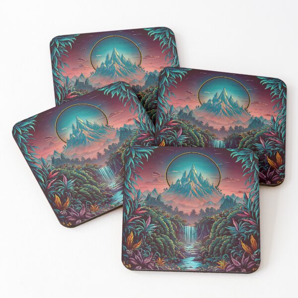 Item preview, Mystic Mountain Falls — Lush Jungle & Retro Sunset designed and sold by EclecticArts.