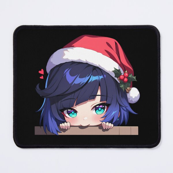 Item preview, Yelan Genshin Impact Game Chibi Kawaii Christmas Peeker Blue Hair Holiday Anime designed and sold by Raslbazola.