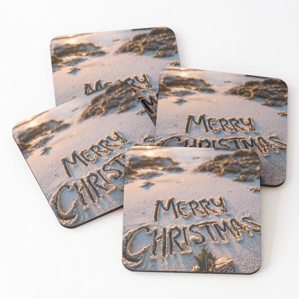 Item preview, Merry Christmas Beach Sand Sunset Print designed and sold by chase-thewave.