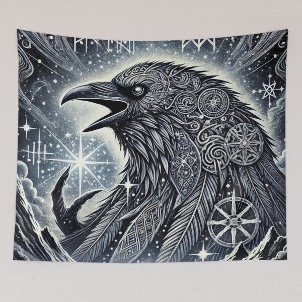 Item preview, Cosmic Viking Raven — Norse Mythology Starborn Spirit Art designed and sold by Alaska Magick.