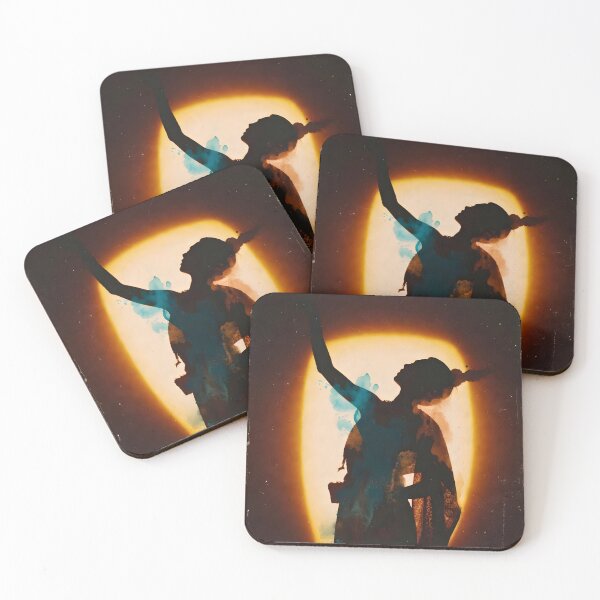 Item preview, Mythical dancer silhouette in glowing retro sunset circle designed and sold by Koalangel.