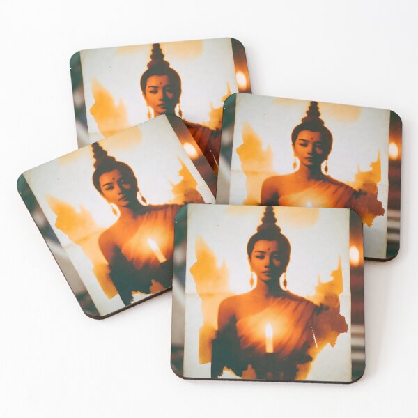 Item preview, Vintage woman silhouette glowing through warm retro light designed and sold by Koalangel.