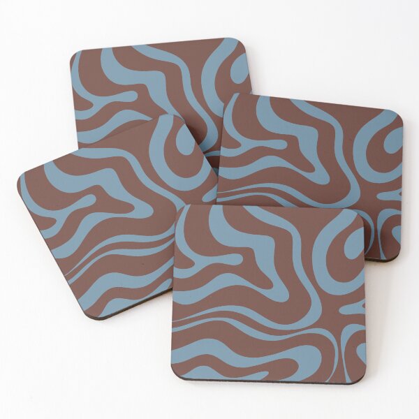 Item preview, Abstract Modern Retro Liquid Swirl Pattern in Brown and Blue designed and sold by kierkegaard.