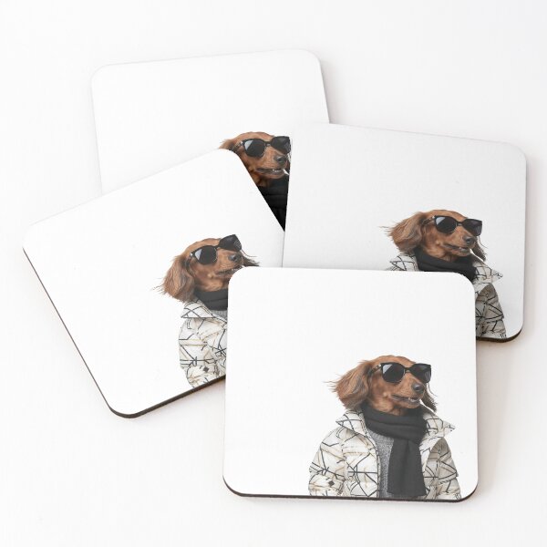 Item preview, Cool Longhaired Dachshund Art | Stylish Winter Sticker designed and sold by slydawgstudio.