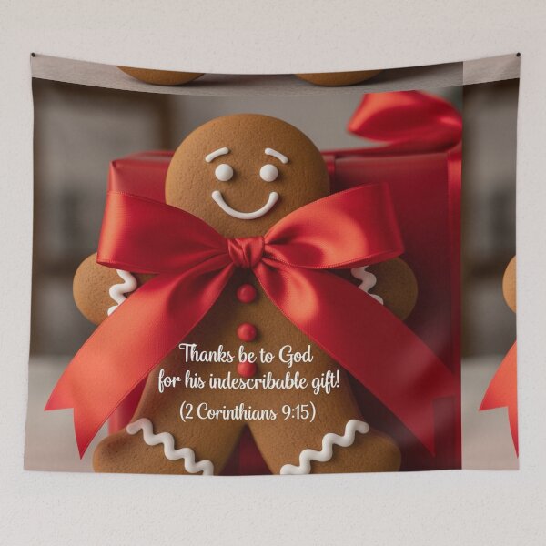Item preview, 2 Corinthians 9:15 Indescribable Gift Christian Art | Set Gingerbread Bible Verse Decor designed and sold by ebocraft.