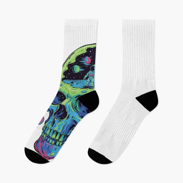 Item preview, Grim Harmony “Cosmic Drip Skull”– Neon Skull Graphic Tee, Gothic Streetwear, Alternative Fashion  designed and sold by VasilisLamArt.