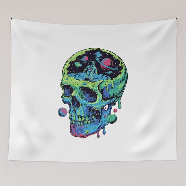 Item preview, Grim Harmony “Cosmic Drip Skull”– Neon Skull Graphic Tee, Gothic Streetwear, Alternative Fashion  designed and sold by VasilisLamArt.