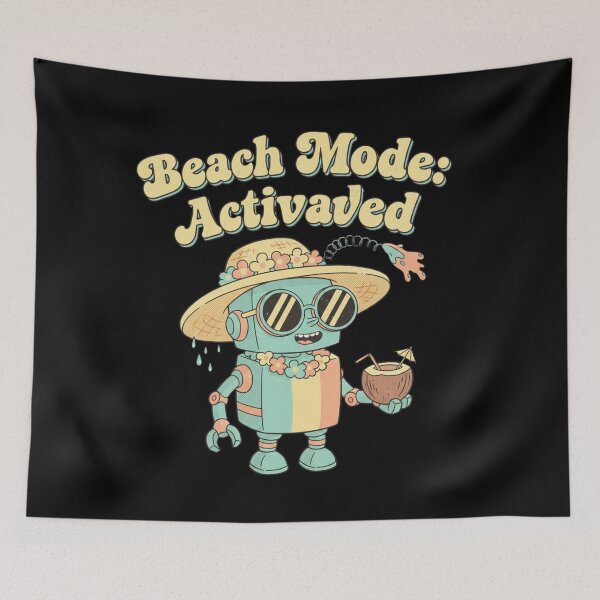 Item preview, Beach Mode Activated Retro Robot Summer Vintage Cartoon designed and sold by DIRTYSKETCHH.