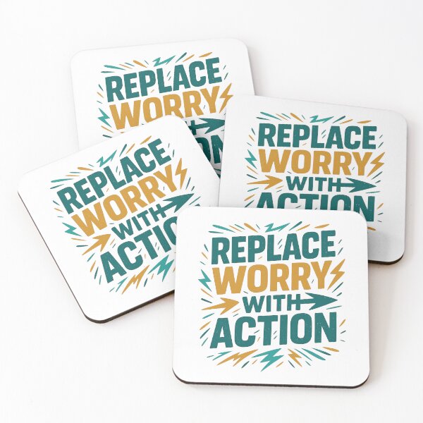Item preview, Replace Worry with Action - Bold Motivational Quote Design designed and sold by inkoutninja.