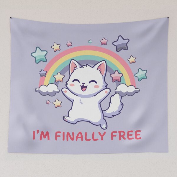 Item preview, I'm Finally Free - Cute Cat Celebration for Divorce, New Job & Graduation designed and sold by Tiny-roar-studio.