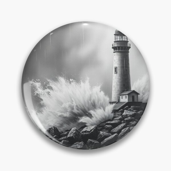 Item preview, Dramatic Lighthouse in Storm Black and White Wall Art designed and sold by EllDAV777.
