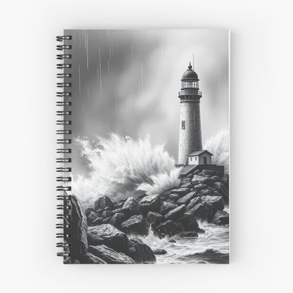Item preview, Dramatic Lighthouse in Storm Black and White Wall Art designed and sold by EllDAV777.