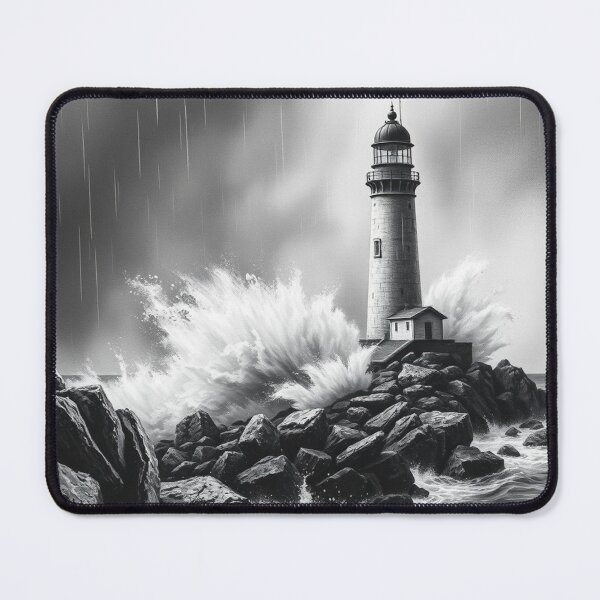 Item preview, Dramatic Lighthouse in Storm Black and White Wall Art designed and sold by EllDAV777.