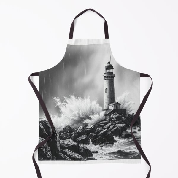 Item preview, Dramatic Lighthouse in Storm Black and White Wall Art designed and sold by EllDAV777.