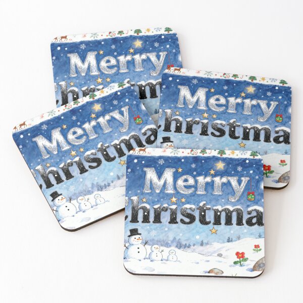 Item preview, Merry Christmas Watercolor Snowman & Reindeer Custom Art - Festive Holiday Gift & Decor designed and sold by wangkyxing.