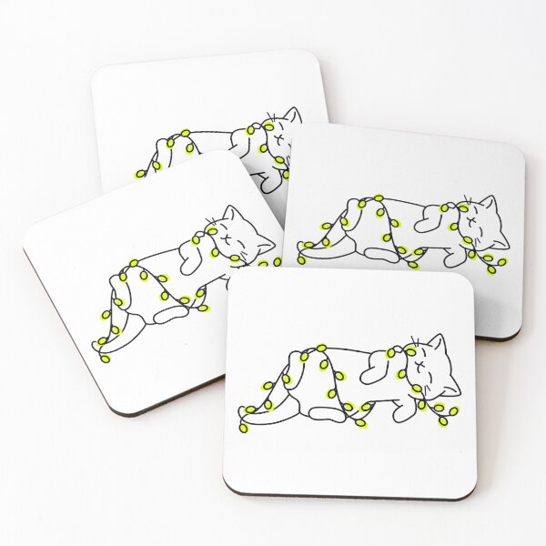 Item preview, Cat Tangled in Christmas Lights designed and sold by line9cat.