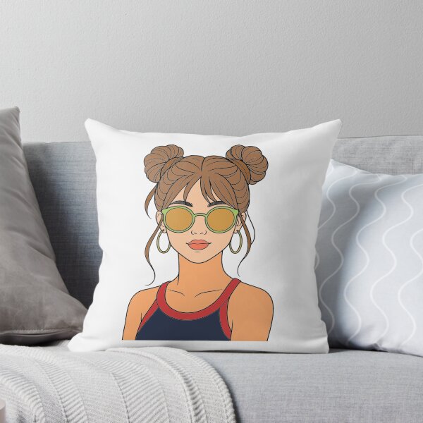 Item preview, Trendy Girl with Buns and Sunglasses Illustration designed and sold by Regal-Elegances.