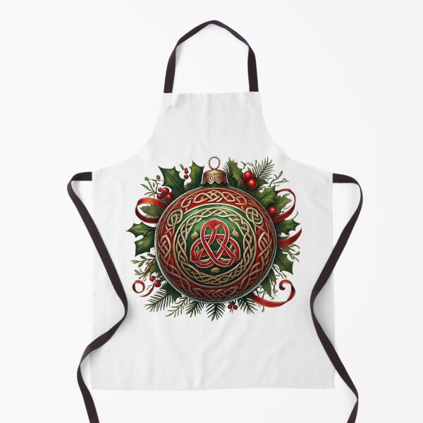 Item preview, Red Celtic Christmas Bauble with Green Background and Holly Accents designed and sold by CelticSoulShop.