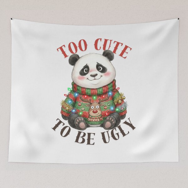 Item preview, Ugly Christmas Sweater Panda | Kawaii Holiday Lights Illustration | Too Cute To Be Ugly designed and sold by Trend Trigger .
