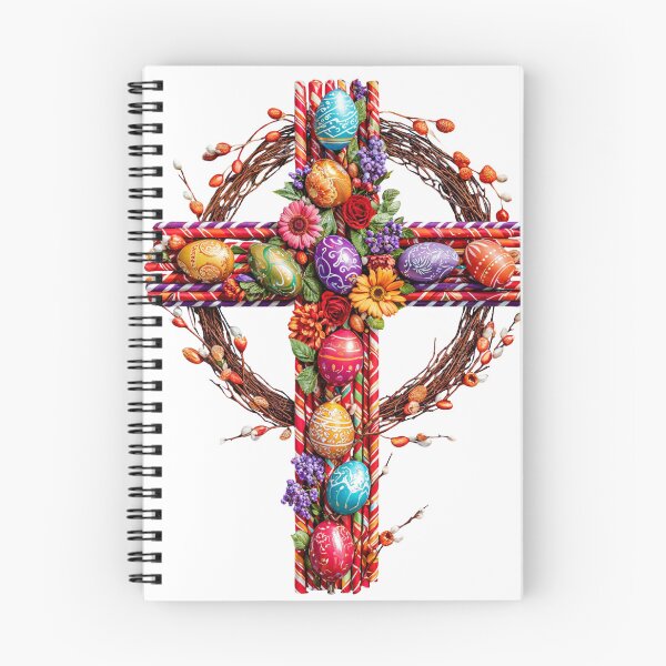 Item preview, Easter Cross with Decorated Eggs and Spring Florals designed and sold by Anastasiia Yurevych.