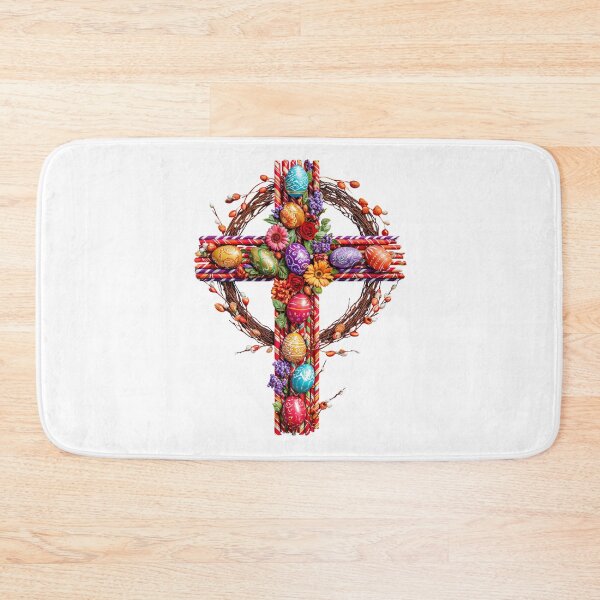Item preview, Easter Cross with Decorated Eggs and Spring Florals designed and sold by Anastasiia Yurevych.